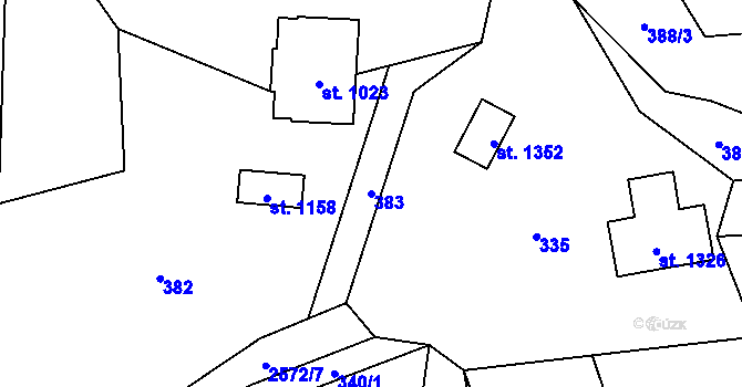 Parcela st. 383 v KÚ Krásná pod Lysou Horou, Katastrální mapa
