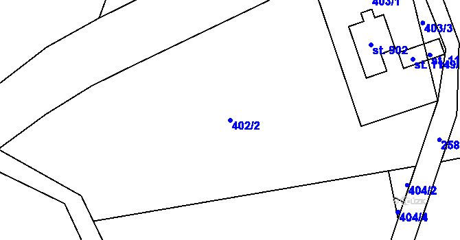 Parcela st. 402/2 v KÚ Krásná pod Lysou Horou, Katastrální mapa