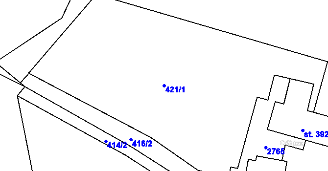 Parcela st. 421/1 v KÚ Krásná pod Lysou Horou, Katastrální mapa