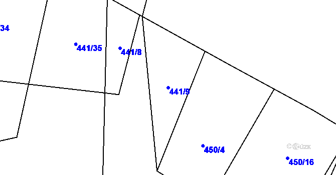 Parcela st. 441/9 v KÚ Krásná pod Lysou Horou, Katastrální mapa