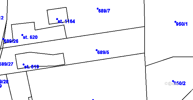 Parcela st. 689/5 v KÚ Krásná pod Lysou Horou, Katastrální mapa