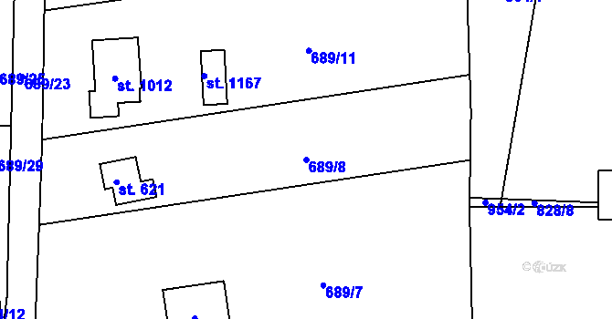 Parcela st. 689/8 v KÚ Krásná pod Lysou Horou, Katastrální mapa