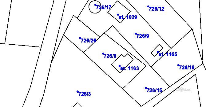 Parcela st. 726/6 v KÚ Krásná pod Lysou Horou, Katastrální mapa