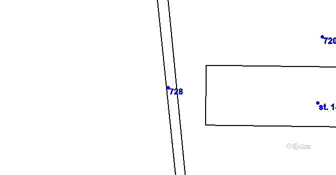 Parcela st. 728 v KÚ Krásná pod Lysou Horou, Katastrální mapa