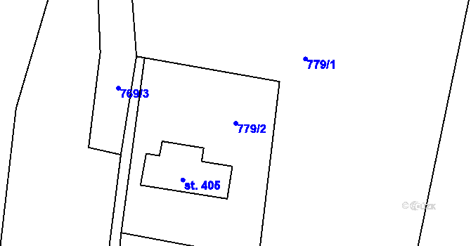 Parcela st. 779/2 v KÚ Krásná pod Lysou Horou, Katastrální mapa