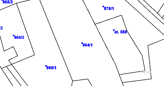 Parcela st. 864/1 v KÚ Krásná pod Lysou Horou, Katastrální mapa