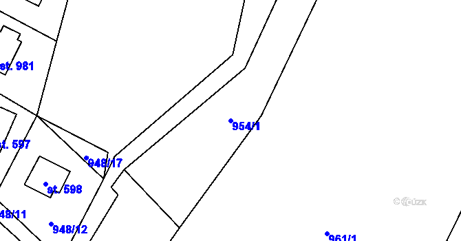 Parcela st. 954/1 v KÚ Krásná pod Lysou Horou, Katastrální mapa