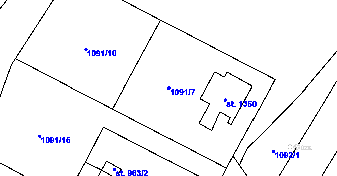 Parcela st. 1091/7 v KÚ Krásná pod Lysou Horou, Katastrální mapa