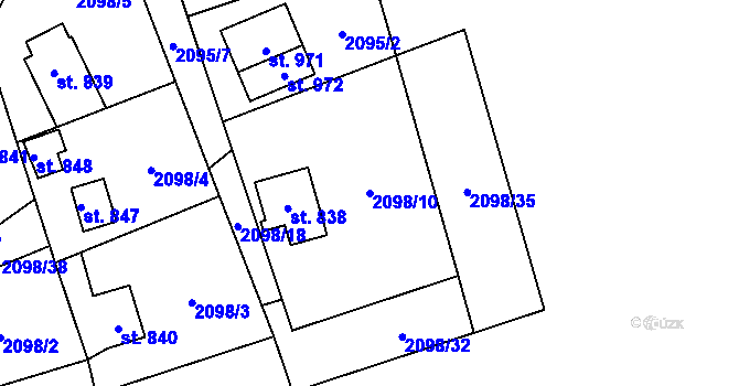 Parcela st. 2098/10 v KÚ Krásná pod Lysou Horou, Katastrální mapa