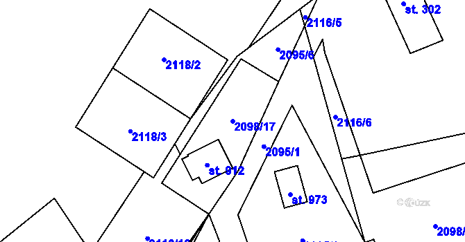Parcela st. 2098/17 v KÚ Krásná pod Lysou Horou, Katastrální mapa
