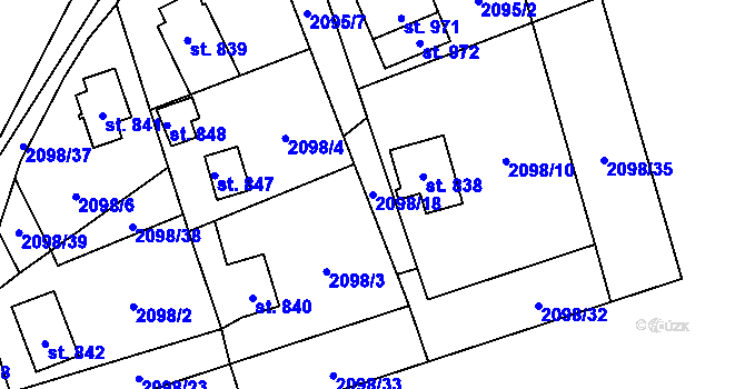 Parcela st. 2098/18 v KÚ Krásná pod Lysou Horou, Katastrální mapa
