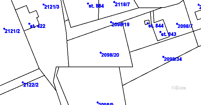 Parcela st. 2098/20 v KÚ Krásná pod Lysou Horou, Katastrální mapa