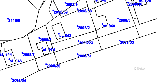 Parcela st. 2098/23 v KÚ Krásná pod Lysou Horou, Katastrální mapa