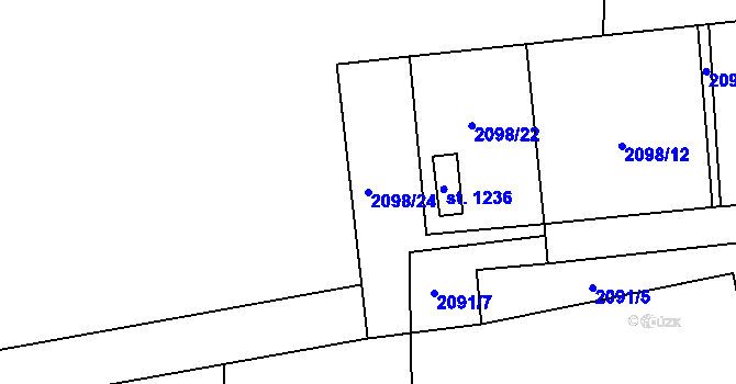 Parcela st. 2098/24 v KÚ Krásná pod Lysou Horou, Katastrální mapa