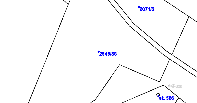 Parcela st. 2545/38 v KÚ Krásná pod Lysou Horou, Katastrální mapa