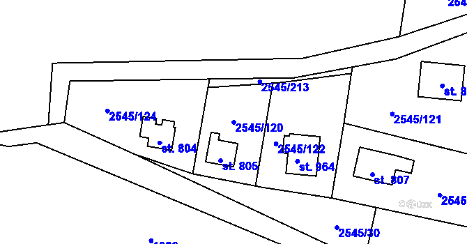 Parcela st. 2545/120 v KÚ Krásná pod Lysou Horou, Katastrální mapa