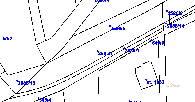 Parcela st. 2586/1 v KÚ Krásná pod Lysou Horou, Katastrální mapa
