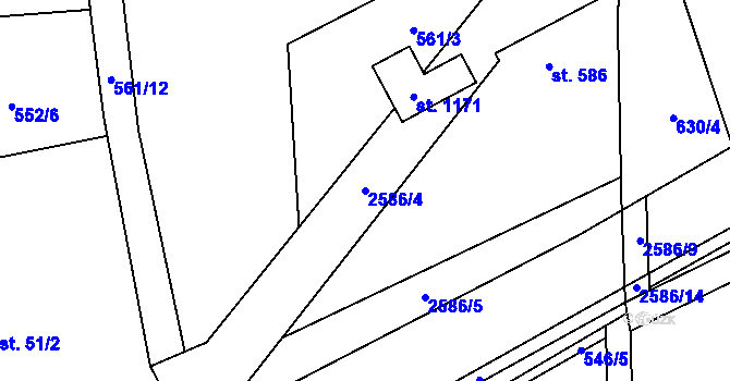Parcela st. 2586/4 v KÚ Krásná pod Lysou Horou, Katastrální mapa