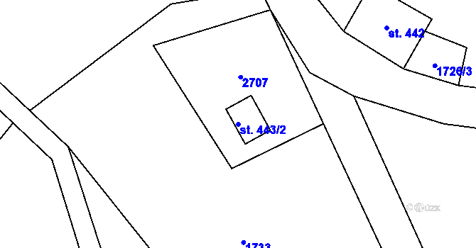 Parcela st. 443/2 v KÚ Krásná pod Lysou Horou, Katastrální mapa