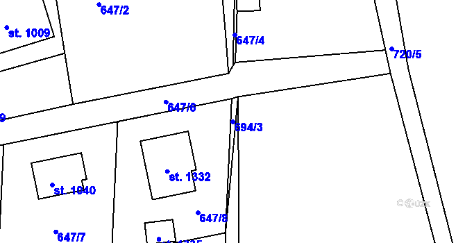 Parcela st. 694/3 v KÚ Krásná pod Lysou Horou, Katastrální mapa