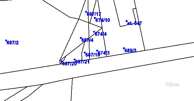 Parcela st. 674/3 v KÚ Krásná pod Lysou Horou, Katastrální mapa