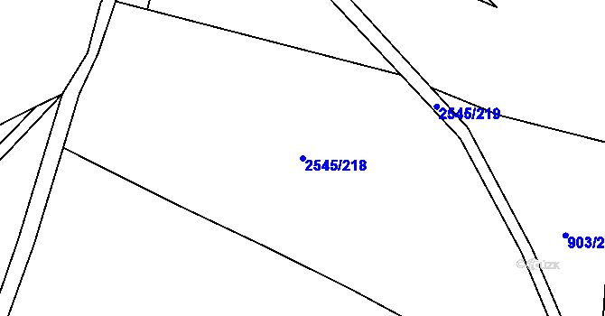 Parcela st. 2545/218 v KÚ Krásná pod Lysou Horou, Katastrální mapa