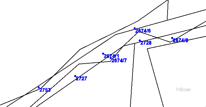 Parcela st. 2674/1 v KÚ Krásná pod Lysou Horou, Katastrální mapa