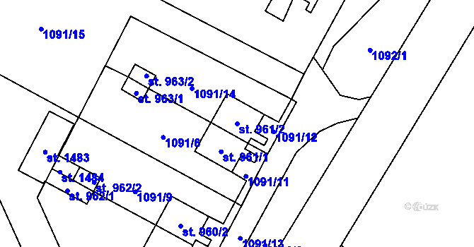 Parcela st. 961/2 v KÚ Krásná pod Lysou Horou, Katastrální mapa