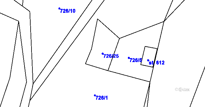 Parcela st. 726/25 v KÚ Krásná pod Lysou Horou, Katastrální mapa