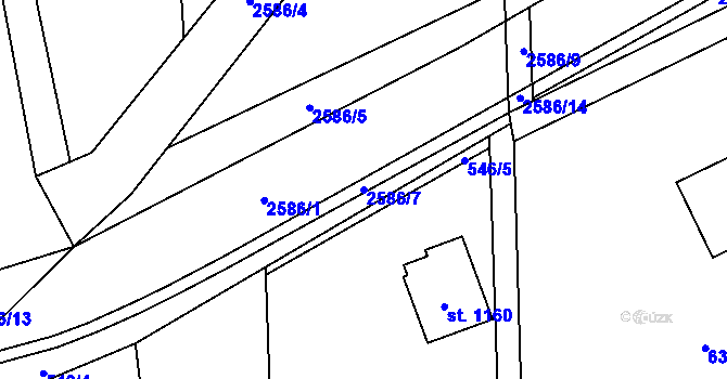 Parcela st. 2586/7 v KÚ Krásná pod Lysou Horou, Katastrální mapa