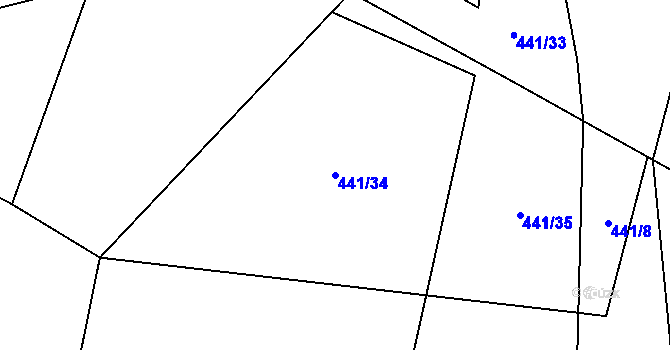 Parcela st. 441/34 v KÚ Krásná pod Lysou Horou, Katastrální mapa