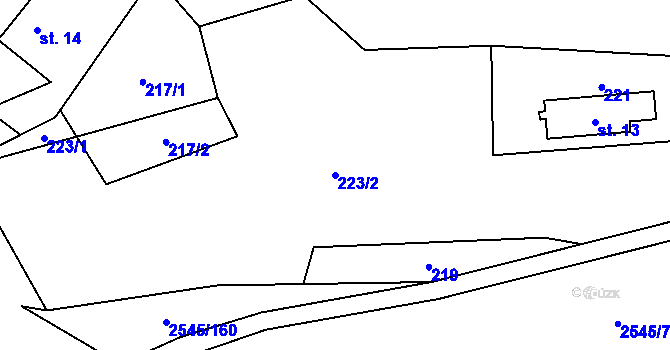Parcela st. 223/2 v KÚ Krásná pod Lysou Horou, Katastrální mapa