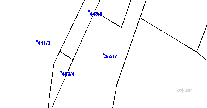Parcela st. 452/7 v KÚ Krásná pod Lysou Horou, Katastrální mapa