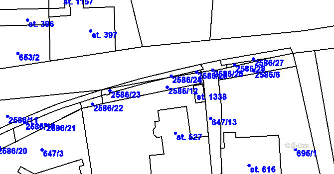 Parcela st. 2586/12 v KÚ Krásná pod Lysou Horou, Katastrální mapa