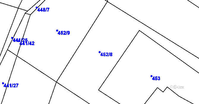 Parcela st. 452/8 v KÚ Krásná pod Lysou Horou, Katastrální mapa