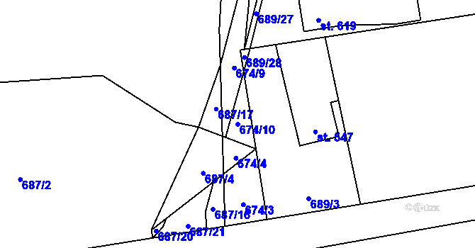 Parcela st. 674/10 v KÚ Krásná pod Lysou Horou, Katastrální mapa
