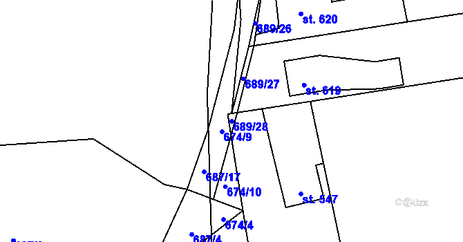 Parcela st. 689/28 v KÚ Krásná pod Lysou Horou, Katastrální mapa