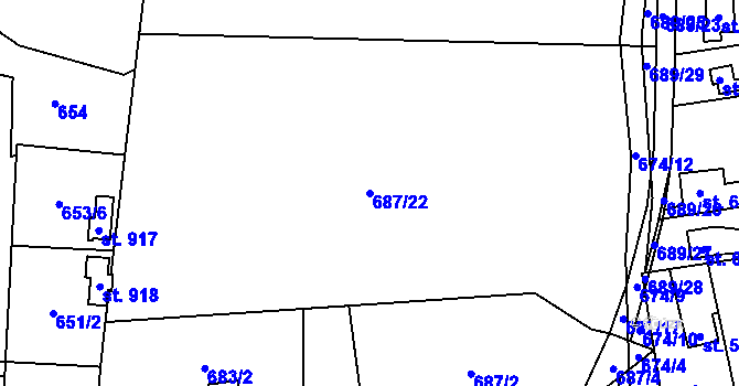 Parcela st. 687/22 v KÚ Krásná pod Lysou Horou, Katastrální mapa