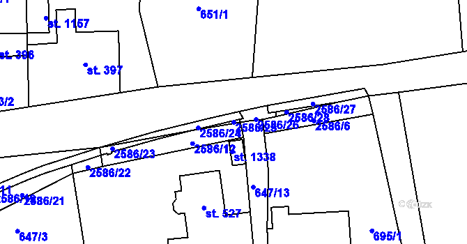 Parcela st. 2586/25 v KÚ Krásná pod Lysou Horou, Katastrální mapa