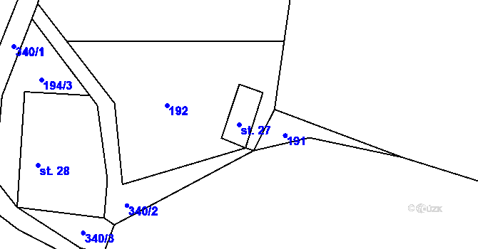 Parcela st. 27 v KÚ Kojkovice, Katastrální mapa