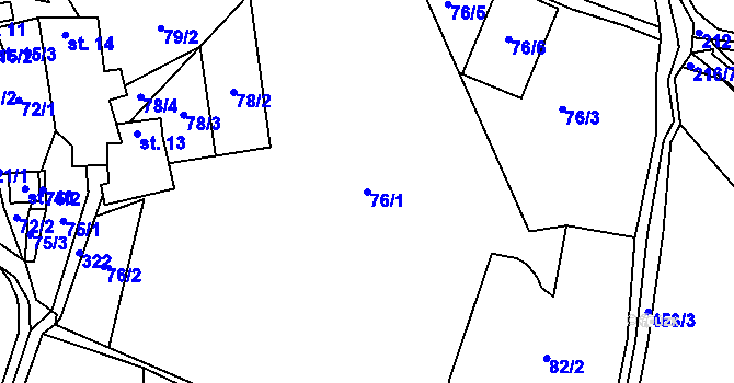 Parcela st. 76/1 v KÚ Kojkovice, Katastrální mapa