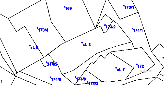 Parcela st. 8 v KÚ Kojkovičky, Katastrální mapa