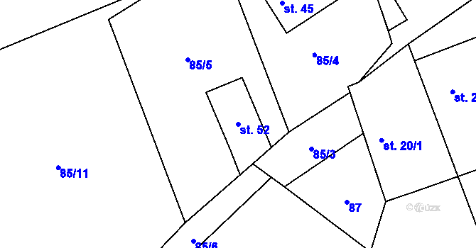 Parcela st. 52 v KÚ Volichov, Katastrální mapa