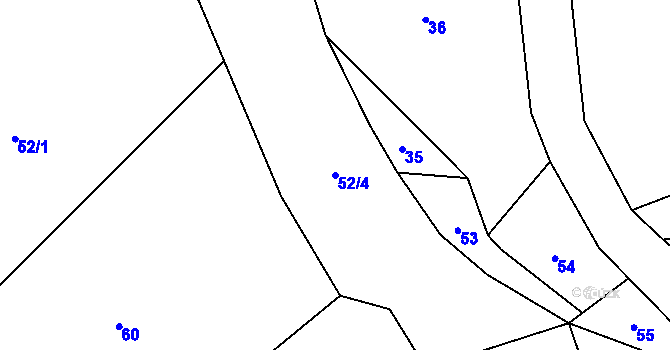 Parcela st. 52/4 v KÚ Volichov, Katastrální mapa