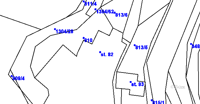 Parcela st. 82 v KÚ Krásná Hora nad Vltavou, Katastrální mapa