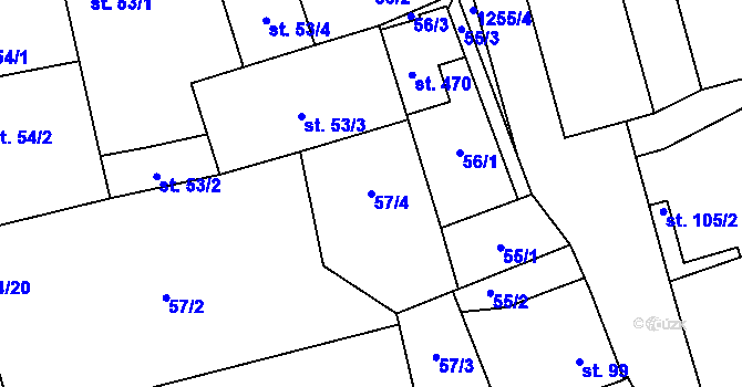 Parcela st. 57/4 v KÚ Krásná Hora nad Vltavou, Katastrální mapa