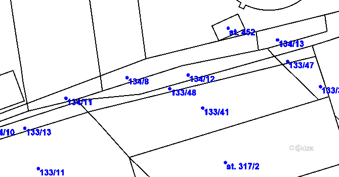 Parcela st. 133/48 v KÚ Krásná Hora nad Vltavou, Katastrální mapa