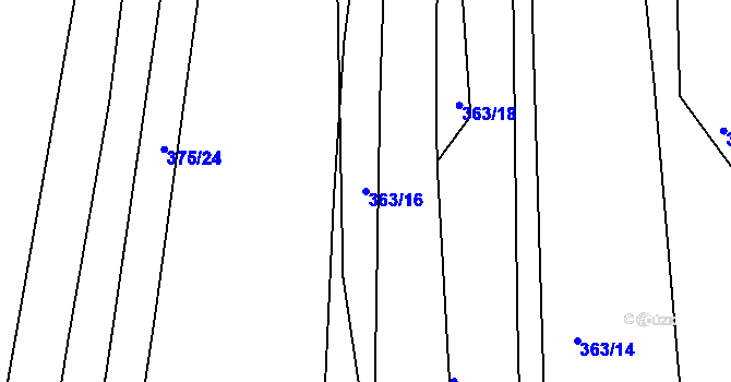 Parcela st. 363/16 v KÚ Krásná Hora nad Vltavou, Katastrální mapa