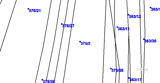Parcela st. 375/2 v KÚ Krásná Hora nad Vltavou, Katastrální mapa