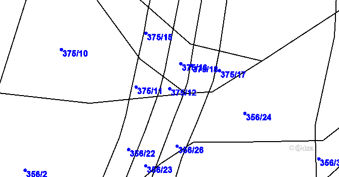 Parcela st. 375/12 v KÚ Krásná Hora nad Vltavou, Katastrální mapa